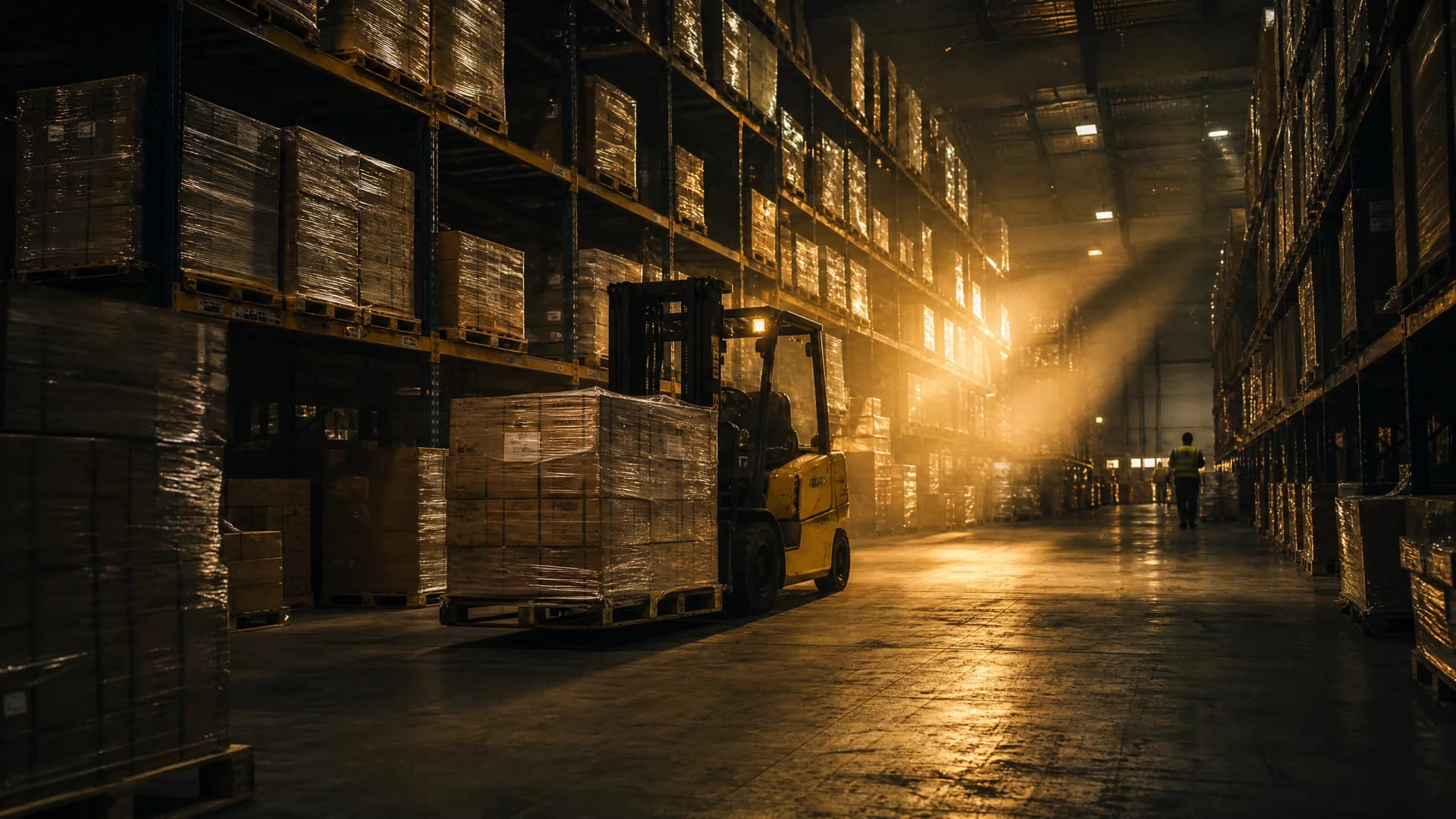 Trevo Crate warehouse floor stacked with liquidation pallets